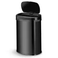 Produktbild: Juskys Mülleimer Küche mit Bewegungssensor Schwarz 50L - Eckiger Abfalleimer mit Klemmring für Müllbeutel - Rostfreier Stahl - Kontaktloses Entsorgen