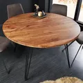 Produktbild: riess-ambiente Runder Esstisch SCORPION 120cm natur Akazie Hairpin Legs Retro Design Esszimmertisch Küchentisch Tisch Holztisch Massivholz - Braun