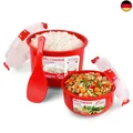 Produktbild: Microwave-Reiskocher, 2,6 l, runde Mikrowellen-Frischhaltedose (915 ml),
