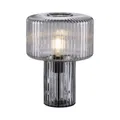 Produktbild: Tischleuchte Glas Rauchgrau Riffel Schlafzimmer 35 cm klein E27 Nachttisch Lampe