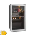 Produktbild: Klarstein Beersafe XXL Kühlschrank 80 Liter 3 Böden Panoramaglastür Edelstahl Silber 80 Liter