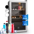 Produktbild: Kühlschrank Minibar Getränkekühlschrank Silber G Edelstahl Glasstür 80L