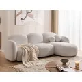 Produktbild: Nuvola - Moderne Ecksofa L-Form aus Weiß Bouclé-Stoff mit abgerundetem Design und hohem Sitzkomfort - Weiß