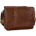 Produktbild: STILORD 'Elias' Messenger Bag Leder Herren Braun Kuriertasche Umhängetasche Unitasche Laptoptasche 15.6 Zoll Aktentasche Bürotasche Büffel-Leder
