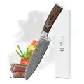 Produktbild: Wakoli EDIB Santoku Messer aus echtem Damaststahl (VG10 Kern) mit 17cm Klinge – Scharfes Damast Küchenmesser und präzises Kochmesser für alle Schnitte – Damastmesser mit Pakkaholzgriff in Geschenkbox