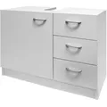 Produktbild: Waschbeckenunterschrank Neapel 3 Schubladen 63x30x54cm Weiß Tür Badezimmer Unterschrank Waschbecken Waschtisch - Casaria
