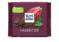 Produktbild: Ritter Sport Halbbitter 100 g, Bitterschokolade mit 50 % Kakao, zart-herbe, dunkle Tafelschokolade, Schokolade aus edlen Kakaobohnen Nicaraguas