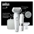 Produktbild: Braun Silk-épil 9, Epilierer Damen / Haarentferner für langanhaltende Haarentfernung, Ladyshaver, Facespa Gesichtshaarentferner, Rasieraufsatz, Trimmeraufsatz, 9-341, Weiß/Silber
