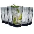 Produktbild: Bormioli Rocco 6x Diamant-Highball-Gläser Dimbled Wasser-Tumbler 470ml blau