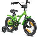 Produktbild: PROMETHEUS Kinderfahrrad 14 Zoll Jungen und Mädchen in Grün & Schwarz mit Stützräder | Aluminium Seitenzugbremse und Rücktrittbremse | inkl. S... - Grün/Schwarz