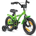 Produktbild: PROMETHEUS BIKES Kinderfahrrad 14 Zoll ab 4 Jahre mit Stützrädern und Rücktrittbremse Grün