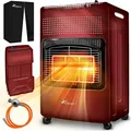Produktbild: TRESKO® 4200 Watt Gasheizer rot inkl. Gasdruckregler Gasschlauch + Abdeckung | Gasofen Gasheizofen Keramik mit 3 Stufen | Infrarot Gasheizgerät H... - Rot
