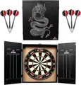 Produktbild: Ruthless Home Darts Center | Komplettes Home Dart Board Center inkl. Schrank, Dartscheibe und 2 Sets Dartpfeile (Dragon)