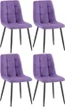 Produktbild: CLP 4er Set Esszimmerstühle Antibes I Küchenstühle gepolstert mit gesteppten Stoffbezügen I Polsterstühl bis 150 kg belastbar, Farbe:lila