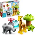 Produktbild: LEGO 10971 DUPLO Wilde Tiere Afrikas, Lernspielzeug für Jungen und Mädchen ab 2 Jahre, Spielzeug-Set für Kleinkinder mit Tierfiguren und Spielmatte - Beige