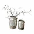 Produktbild: Loberon Vase 2er Set Eleganteque, Zwei Größen, Traditionell Getöpfert, Shabby-Effekt, Vintage-Charme, Dekoration, Blumenvase, Terrakotta, Silber