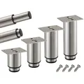 Produktbild: Möbelfüße verstellbar 4er Set 150-270mm Metall Edelstahl Optik 38mm Möbelbeine Metallfüße