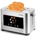Produktbild: Aigostar - Toaster 2 Scheiben, 6 Bräunungsstufen, LED-Touchscreen, 4 cm extra breite Toastschlitze & Brotzentrierung, Edelstahl, 850W
