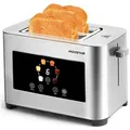 Produktbild: Aigostar Toaster 2/4 Scheiben, 6 Bräunungsstufen, LED-Touchscreen, Toaster Langschlitz, 2 lange Schlitze, 1400 W, Brotzentrierung, Auftau-, Aufwärm- & Stoppfunktion, Edelstahl Matt