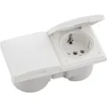 Produktbild: BERKER Integro Flow Doppelsteckdose, Deckel  polarweiß glänzend, Steckdose weiß