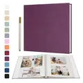 Produktbild: Vienrose Selbstklebende Fotoalbum 10x15 Einkleben und zum Selbstgestalten Groß Leinen Photoalbum mit 40 weißen Seiten, Hochzeit Jahrestag Geburtstag Geschenke mit Einem Kugelschreiber, 33x32cm, Lila