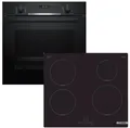 Produktbild: BOSCH Backofen-Set EcoClean Teleskopauszug + Induktionskochfeld PowerBooster autark 60 cm
