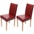 Produktbild: 2er-Set Esszimmerstuhl Stuhl Küchenstuhl Littau ~ Leder, rot, helle Beine
