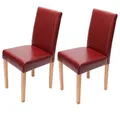 Produktbild: Mendler 2er-Set Stuhl Littau - Leder, rot, helle Beine
