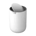 Produktbild: EKO Mini Tischmülleimer mit deckel, 1,5 Liter Kosmetikeimer Weiß, Kleiner Tischabfalleimer für Bad, Schreibtisch, Schlafzimmer oder Auto, Mülleimer mit Edelstahl-Sockel, Small Table Bin, Papierkorb