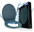 Produktbild: WENKO Premium WC SITZ SAMOS Slate Absenkautomatik Klo Brillen Toiletten Deckel