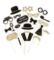 Produktbild: Silvester Photo Booth Foto Requisiten Fotobox Accessoires Happy New Year gold