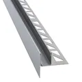 Produktbild: Dalsys Gefällekeil Dusche 200cm, Höhe 19mm, Links Silber U-Profil zur Glasaufnahme für ebenerdige Dusche, aus korrosionsbeständigem V2A Edelstahl