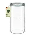 Produktbild: Weck Gläser 1590ml – 6er Set mit Deckeln – Zylinderform – robuste, stapelbare Vorratsgläser & Einweckgläser - Glasbehälter ideal für Meal Prep, Sauerteig & Fermentieren – Made in Germany