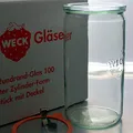 Produktbild: Weck 6 Einkochgläser 1,5 Liter Zylinderglas RR100 mit Glasdeckel, Ringe und Klammern im Original Karton (Mit Glasdeckel, Ringen und Klammern)