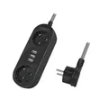 Produktbild: LogiLink LPS262U 2-fach Steckdosenleiste + 3x USB-A Textilkabel schwarz
