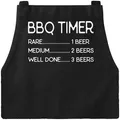 Produktbild: MoonWorks® Grill-Schürze für Männer mit Spruch Grillschürze BBQ Timer Bier Baumwoll-Schürze Küchenschürze schwarz unisize