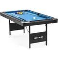 Produktbild: Buckshot Billardtisch 6ft - 193x109x81cm Atlanta- Tischbillard klappbar mit Zubehör - 6 Fuß Pool Billard mit Metallklappbeinen - Blau/Schwarz - Schwarz