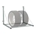 Produktbild: Relaxdays Reifenregal Wandmontage, für 4 Reifen, Teleskop Reifenhalter Wandhalterung, bis 90kg, klappbar, Stahl, grau