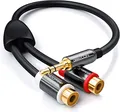 Produktbild: deleyCON Stereo Audio Cinch zu Klinken Adapter - 3,5mm Klinken Stecker zu 2x RCA Cinch Buchse - Metall - Vergoldet - Schwarz