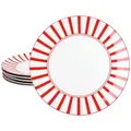 Produktbild: Split rot 6x Speiseteller Ø27cm Porzellan 6 Personen Platte groß Essteller Streifen