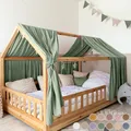 Produktbild: lilimaus Hausbett Himmel [in 12 Farben] Betthimmel Hausbett aus 100% Baumwolle Musselin - Stoffhimmel für Hausbett Deko Mädchen & Jungen - Himmel für Hausbett Kinder - Bett Vorhang Kinderbett