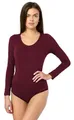 Produktbild: Merry Style Body Damen Langarm Bodysuit aus Baumwolle Bequeme Body Damen Elegant BD900 (Weinrot, XXL)