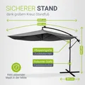 Produktbild: 300cm - 350cm Ampelschirm Sonnenschirm + LED Kurbelschirm Marktschirm Juskys®