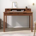 Produktbild: Schreibtisch RAUL mit 4 Schubladen aus Massivholz, Kastanien farben - Bürotisch mit Stauraum und Nische, Home-Office-Schreibtisch, PC-Tisch mit Au... - Braun