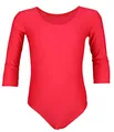 Produktbild: Aquarti Mädchen Ballett Trikot 3/4 Arm Gymnastik Ballettanzug, Farbe: Rot, Größe: 116
