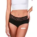 Produktbild: Taynie Periodenslip Deluxe - Periodenunterwäsche mittelstarke Blutung - Damen (1-St., 1er-Pack) Auslaufsichere Periodenunterwäsche / Periodenslip aus Bio Baumwolle schwarz 48