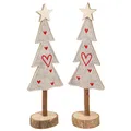 Produktbild: Tannenbaum aus Filz Deko Herzen Grau Rot 28cm Set 4 - Weihnachtliche Deko, 4