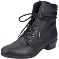Produktbild: Rieker Damen Schnürboot Reißverschluss elegante Stiefelette Blockabsatz Y0701, Größe:39 EU, Farbe:Schwarz - Schwarz - 39