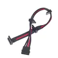 Produktbild: SilverStone SST-PP07-BTSBR - Netzteilverlängerungskabel 30cm Molex auf 4x SATA, schwarz/rot