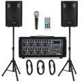 Produktbild: DJ PA Anlage Gesangsanlage 8-Kanal Powermixer Bluetooth MP3 USB SD Zubehör 150W